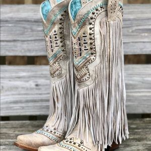 Corral Boots White Fringe